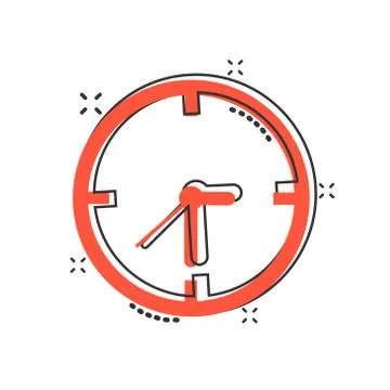 Clock sign icon in comic style. Time management vector cartoon illustration o Stockillustratie