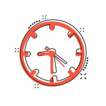 Clock sign icon in comic style. Time management vector cartoon illustration o Stockillustratie