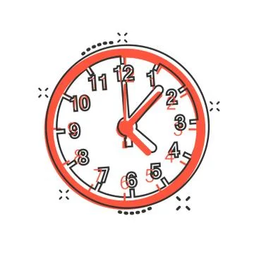 Clock sign icon in comic style. Time management vector cartoon illustration o Stockillustratie