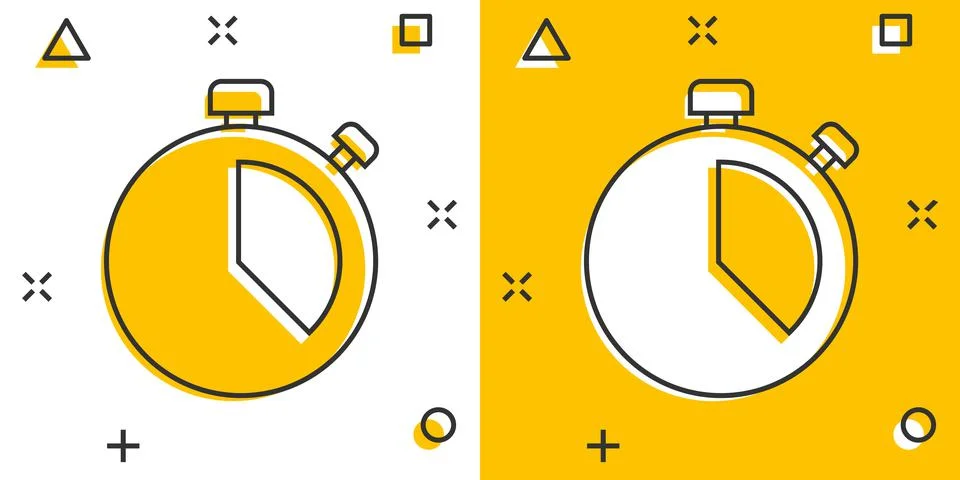 Clock sign icon in comic style. Time management vector cartoon illustration o Stockillustratie
