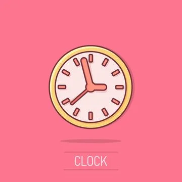 Clock sign icon in comic style. Time management vector cartoon illustration.. 스톡 일러스트