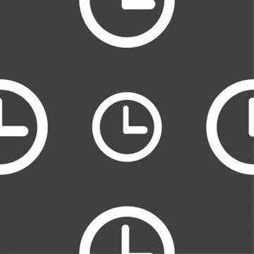 Clock sign icon. Mechanical clock symbol. Seamless pattern on a gray background. Stock Illustration