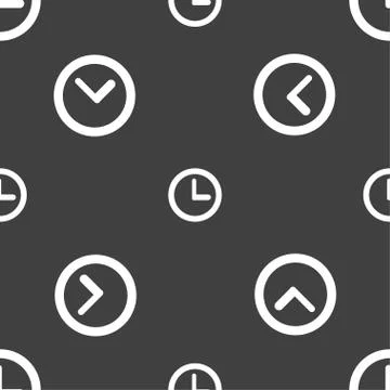 Clock sign icon. Mechanical clock symbol. Seamless pattern on a gray background. Stock Illustration