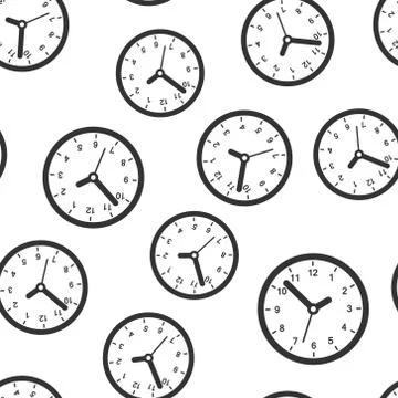 Clock sign icon seamless pattern background. Time management vector illustrat Stock Illustration