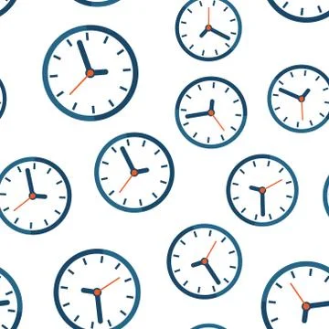 Clock sign icon seamless pattern background. Time management vector illustrat Illustrazione stock