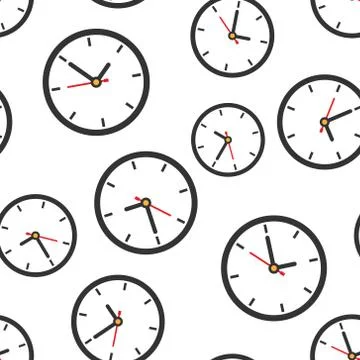 Clock sign icon seamless pattern background. Time management vector illustrat Stock Illustration