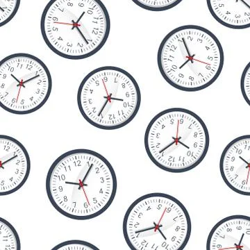 Clock sign icon seamless pattern background. Time management vector illustrat Illustrazione stock