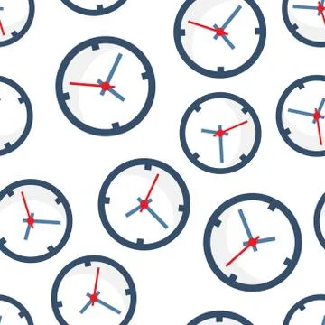 Clock sign icon seamless pattern background. Time management vector illustrat Stock Illustration