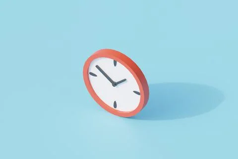 Clock single isolated object. 3d render illustration with isometric Stock Illustration