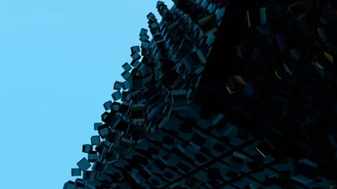 A clock is sitting on a wall of broken glass Stock Footage 309945226
