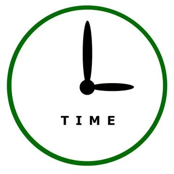 Clock sketch with TIME text. Stock Illustration