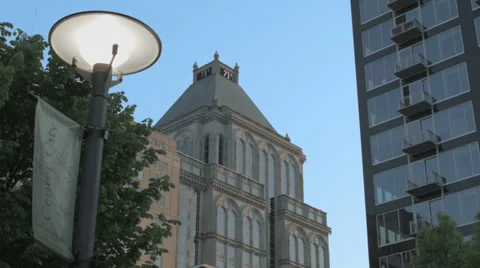Clock on a Skyscraper Stock Footage 38418459