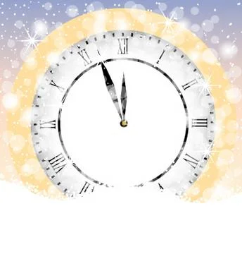 Clock on to snow Stock Illustration