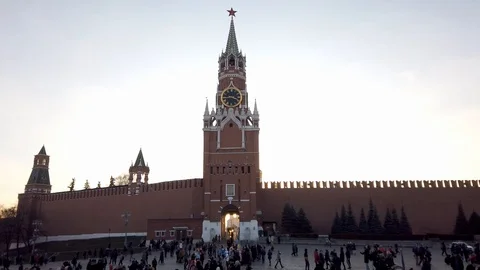 The clock on the Spasskaya tower Stock Footage 125604548