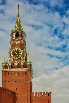 Clock on the Spassky Tower of the Kremlin Stockfoto's