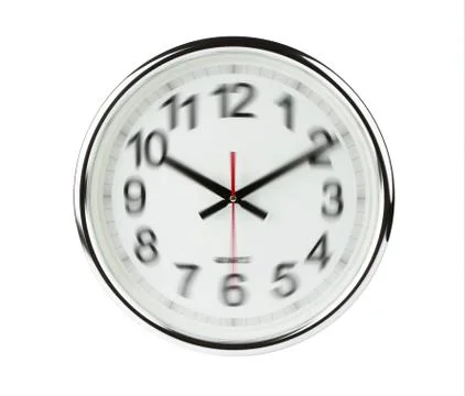 Clock with speeding time isolated on white background Stock Photos