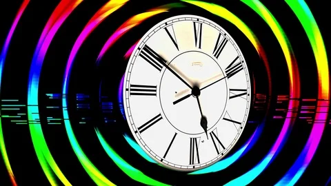 Clock Spinning Hypnotic Swirl Psychedelic Colors Effects Stock Footage 121638982