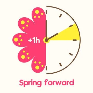 Clock Spring forward design. Summertime Vector simple illustration to change  Stockillustratie
