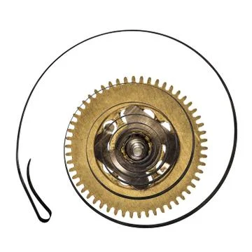 Clock spring with spring, isolated on white Stock Photos