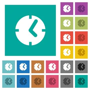 Clock square flat multi colored icons Stock Illustration