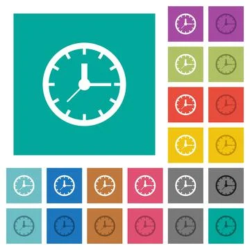 Clock square flat multi colored icons Stock Illustration