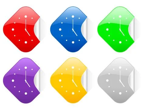 Clock square stickers Stock Illustration
