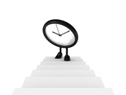 Clock up the stairs front Stock Illustration