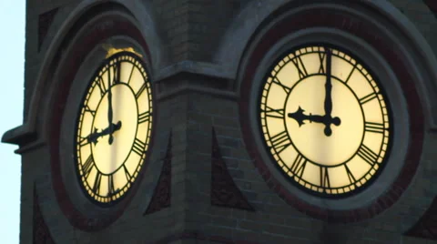 Clock at the station in Eastbourne Stock Footage 44474755
