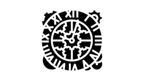 Clock steampunk vintage glyph icon animation Stock Footage 326149787