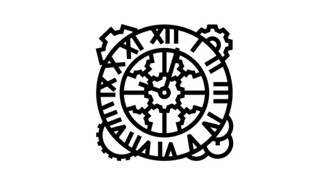 Clock steampunk vintage line icon animation Stock Footage 326129360