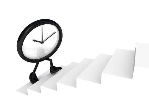 Clock on the steps Stock Illustration