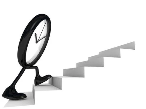 Clock on the steps of the side Stock Illustration