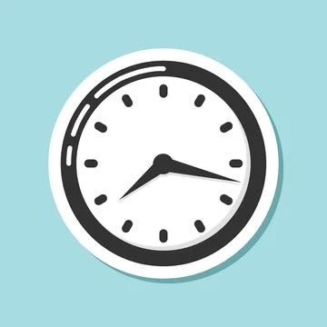 Clock sticker icon in flat style. Round watch vector illustration on isolat.. Illustrazione stock