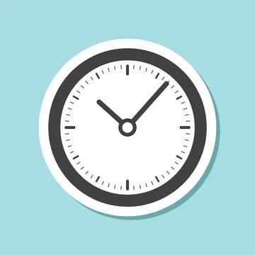 Clock sticker icon in flat style. Round watch vector illustration on isolat.. Stock Illustration