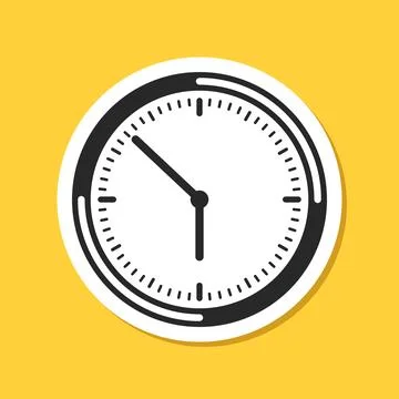 Clock sticker icon in flat style. Round watch vector illustration on isolat.. Stock Illustration