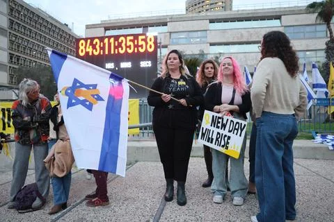 Clock Stopping Ceremony at Hostage Square in Tel Aviv, Israel - 27 Jan 2026 Stock Photos