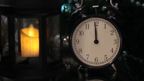 The clock strikes 12 on New Year's Eve Stock Footage 99833997
