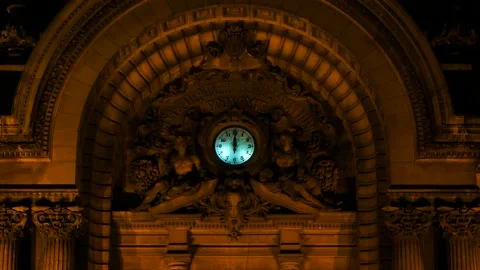 The clock strikes midnight in Bucharest, Romania Stock Footage 169618216