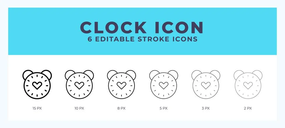 Clock stroke icon for web. Mobile apps and ui. Illustrazione stock