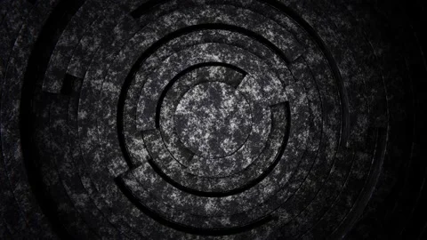 Clock-style weathered dark granite or stone rings pattern looping 3D animation Stock Footage 191614201
