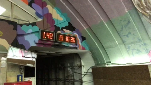 Clock in the subway. Kiev, Ukraine. Video stock 103131500