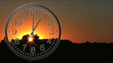 Clock With Sunset Time Lapse 02 Video stock 597500