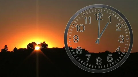 Clock With Sunset Time Lapse 03 Video stock 597478