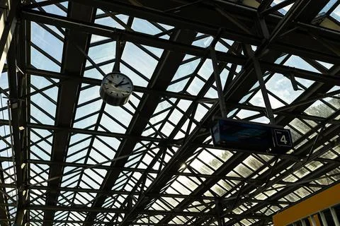 Clock in Swiss Train Station Stock Photos