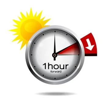 Clock switch to summer time daylight saving time Vector illustration of a ... Stock Photos