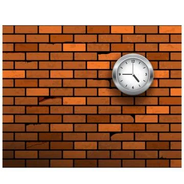 The clock symbol on brick wall. Stock Illustration