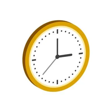 Clock symbol. Flat Isometric Icon or Logo. 3D Style Pictogram for Web Design, Stock Illustration