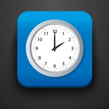 Clock symbol icon on blue Stock Illustration