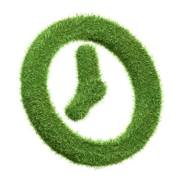 A clock symbol made of green grass Stock Illustration