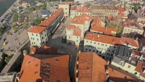 Clock temple and main square in kotor old town. Stock Footage 231265741